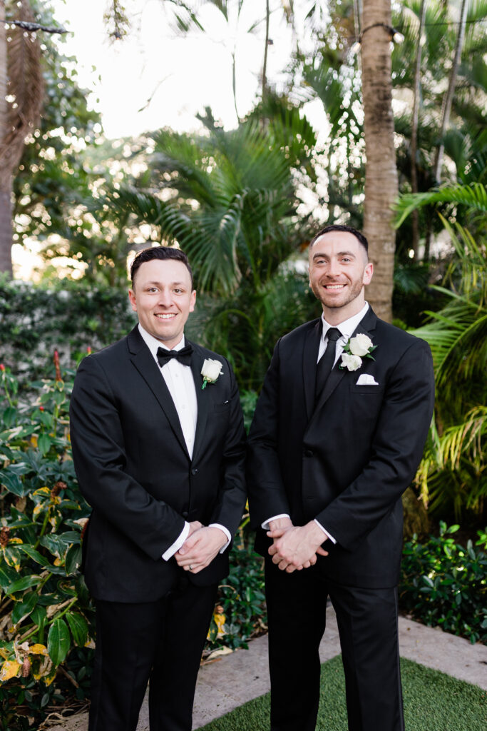 Luxury black tie groom photos at FL wedding venue
